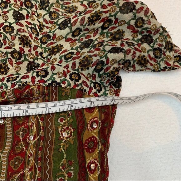 VINTAGE💐V-NECK Beige  Gauze Dress/Swimsuit Coverup L - Picture 7 of 9